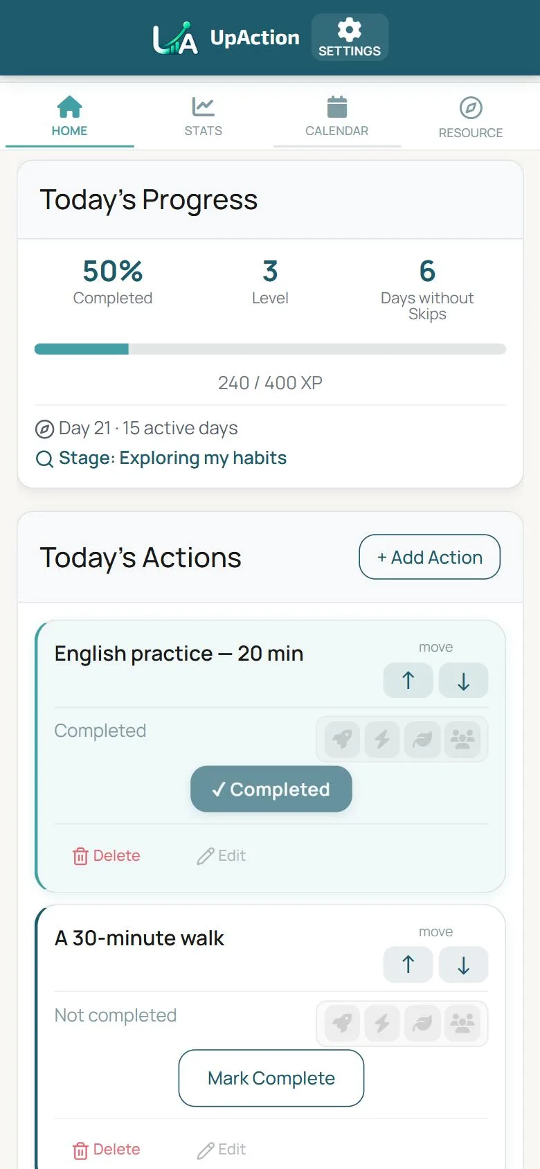 Your actions for today